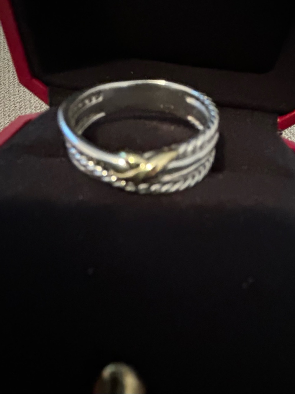 David Yurman Sterling Silver cable twist ring with 18K Gold X Accent - Picture 10 of 15